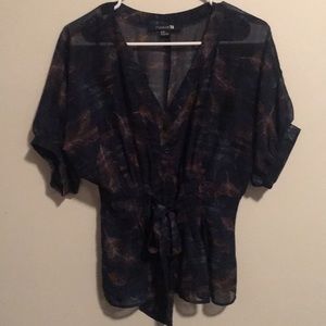 Sheer button down top